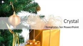  Presentation with golden christmas - Cool new PPT layouts with gift boxes under christmas tree backdrop and a white colored foreground