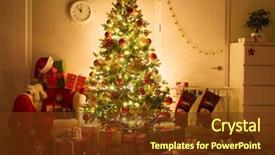  Presentation with christmas tree - Theme featuring decorated home interior with christmas background and a tawny brown colored foreground