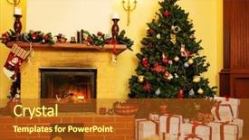  Presentation with interior - Amazing PPT theme having decorated house interior with fireplace backdrop and a tawny brown colored foreground