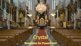  Presentation with church - Colorful PPT theme enhanced with decorated interior of the church backdrop and a tawny brown colored foreground