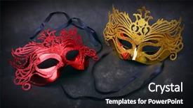 Presentation with masquerade mask - Cool new PPT theme with decorated masks for masquerade backdrop and a dark gray colored foreground
