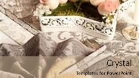  Presentation with napkins - Amazing theme having decorated napkins and flowers on a luxury christmas dinner table backdrop and a coral colored foreground