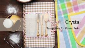  Presentation with recipe book - Audience pleasing theme consisting of decorated recipe book on wooden backdrop and a  colored foreground