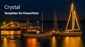  Presentation with sailing - Amazing PPT theme having decorated-sailing-boats backdrop and a navy blue colored foreground