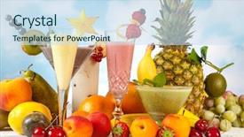  Presentation with smoothie - Beautiful presentation theme featuring decorated smoothies and an abundance backdrop and a sky blue colored foreground
