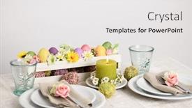  Presentation with dinner - Audience pleasing slide set consisting of decorated-table-for-easter-dinner backdrop and a white colored foreground