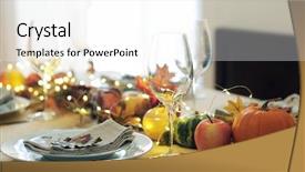  Presentation with thanksgiving dinner - Audience pleasing PPT layouts consisting of decorated table for thanksgiving dinner backdrop and a  colored foreground