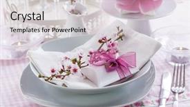  Presentation with wedding banquet table - PPT theme with decorated table in white background and a light gray colored foreground