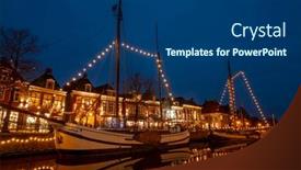  Presentation with boats - PPT theme having decorated-traditional-boats background and a ocean colored foreground