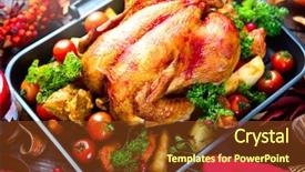  Presentation with thanksgiving dinner - PPT theme having decorated with autumn leaves thanksgiving background and a tawny brown colored foreground