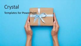  Presentation with flat - Beautiful PPT theme featuring decorated with bow on blue backdrop and a light blue colored foreground