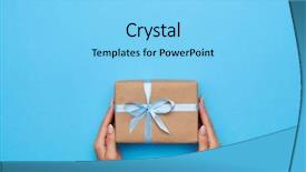  Presentation with flat - Cool new presentation theme with decorated with bow on blue backdrop and a light blue colored foreground