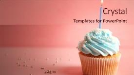  Presentation with cupcake - Amazing presentation theme having decorated with candle on pink backdrop and a  colored foreground