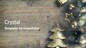  Presentation with rustic old wood texture - Cool new slide deck with decorated with christmas decoration theme backdrop and a gray colored foreground
