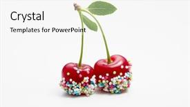  Presentation with cherry - Cool new slides with candy sprinkles on white background backdrop and a white colored foreground