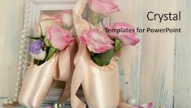  Presentation with white flower frame - Presentation with decorated with flowers ballet shoes background and a soft green colored foreground