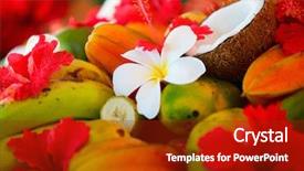  Presentation with frangipani flowers - Slides featuring decorated with frangipani and hibiscus background and a crimson colored foreground