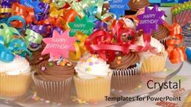  Presentation with closeup of halloween cupcake - Colorful slide deck enhanced with decorated with happy birthday theme backdrop and a coral colored foreground