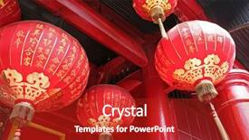  Presentation with chinese temple - Colorful PPT theme enhanced with decorated with many red lantern backdrop and a crimson colored foreground