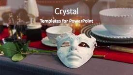  Presentation with mask - PPT theme featuring decorated with mask and flower background and a tawny brown colored foreground