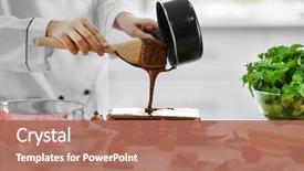  Presentation with cooking - Presentation having decorating delicious cake with chocolate background and a coral colored foreground
