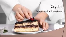  Presentation with chef - Theme enhanced with decorating piece of tasty chocolate background and a white colored foreground