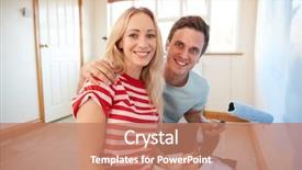  Presentation with new home - Colorful slide deck enhanced with decorating room in new home backdrop and a coral colored foreground