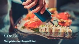  Presentation with mayonnaise - Cool new PPT theme with decorating tasty rolls with japanese backdrop and a tawny brown colored foreground