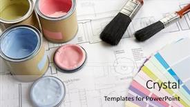  Presentation with tools - Theme enhanced with decorating tools and materials background and a light gray colored foreground