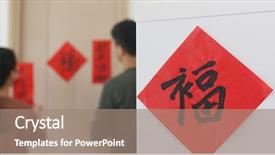  Presentation with chinese calligraphy - Slide deck consisting of decorating with red chinese calligraphy background and a coral colored foreground