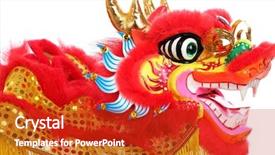  Presentation with chinese dragon - Cool new theme with decoration--closeup of dancing dragon backdrop and a crimson colored foreground