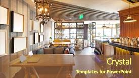  Presentation with cafe - Beautiful presentation design featuring decoration and furniture in cafe backdrop and a tawny brown colored foreground