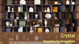  Presentation with living room - PPT theme enhanced with decoration and furniture in modern background and a tawny brown colored foreground