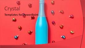  Presentation with new year card - Audience pleasing presentation consisting of decoration-composition-from-blue-painted backdrop and a red colored foreground