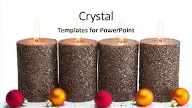  Presentation with candle christmas - Colorful presentation theme enhanced with decoration cyclamen - four bronze candle in row backdrop and a  colored foreground