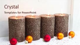  Presentation with candle christmas - Audience pleasing presentation theme consisting of decoration cyclamen - four bronze candle in row backdrop and a  colored foreground