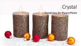  Presentation with candle christmas - Slide set having decoration cyclamen - three bronze candle in row background and a  colored foreground