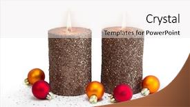  Presentation with candle christmas - Presentation consisting of decoration cyclamen - two bronze candle in row background and a  colored foreground