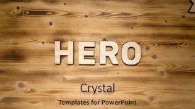  Presentation with hero - Slide deck with decoration education - hero word made of wooden background and a yellow colored foreground