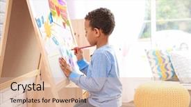  Presentation with african american - Cool new PPT layouts with decoration education - little african-american boy drawing indoors backdrop and a lemonade colored foreground