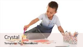  Presentation with american graduation african education - Beautiful PPT layouts featuring decoration education - little african-american boy painting backdrop and a lemonade colored foreground