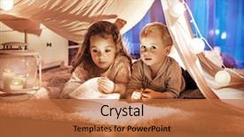  Presentation with children reading - Audience pleasing PPT layouts consisting of decoration education - young little children reading backdrop and a red colored foreground