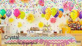  Presentation with children birthday - Beautiful PPT theme featuring decoration for child birthday backdrop and a lemonade colored foreground