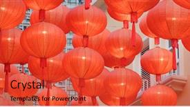  Presentation with lantern chinese - PPT theme with decoration for lunar new year background and a red colored foreground