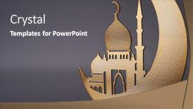  Presentation with mosque - Slides with decoration-metal-crescent-and-mosque background and a dark gray colored foreground