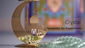  Presentation with prayer - Presentation theme consisting of decoration-metal-crescent-mosque-prayer background and a coral colored foreground