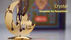  Presentation with mosque - Presentation design consisting of decoration-metal-crescent-mosque-prayer background and a tawny brown colored foreground