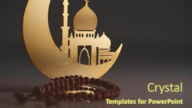  Presentation with mosque - Slide set featuring decoration-metal-crescent-mosque background and a tawny brown colored foreground