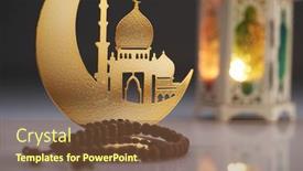  Presentation with mosque - Slides enhanced with decoration-metal-crescent-mosque background and a tawny brown colored foreground