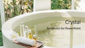  Presentation with natural products - Colorful theme enhanced with decoration natural organic bath products backdrop and a mint green colored foreground